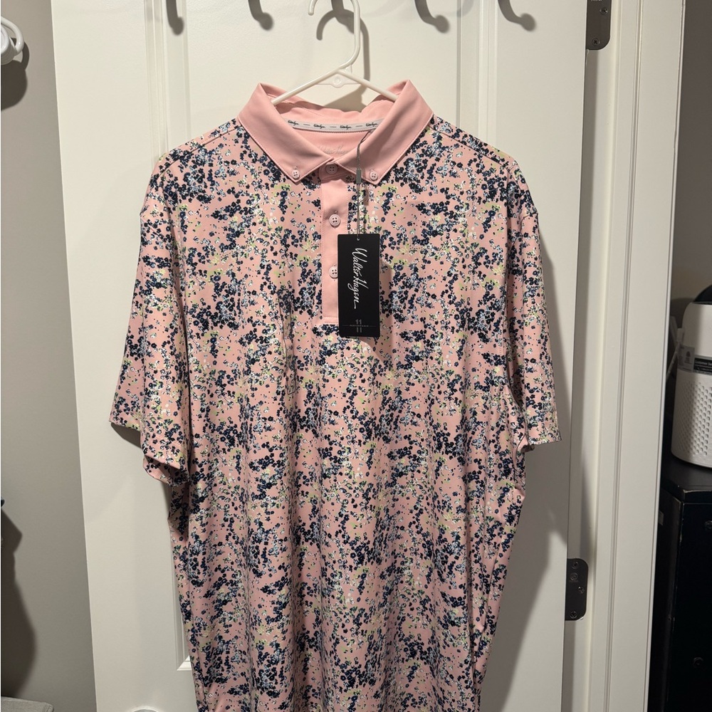 William Murray Pink Patterned Polo Shirt